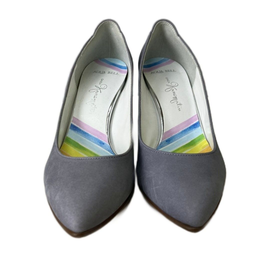 銀座かねまつ GINZA Kanematsu 晴雨兼用 パンプス ヒール 22.5 ブルー