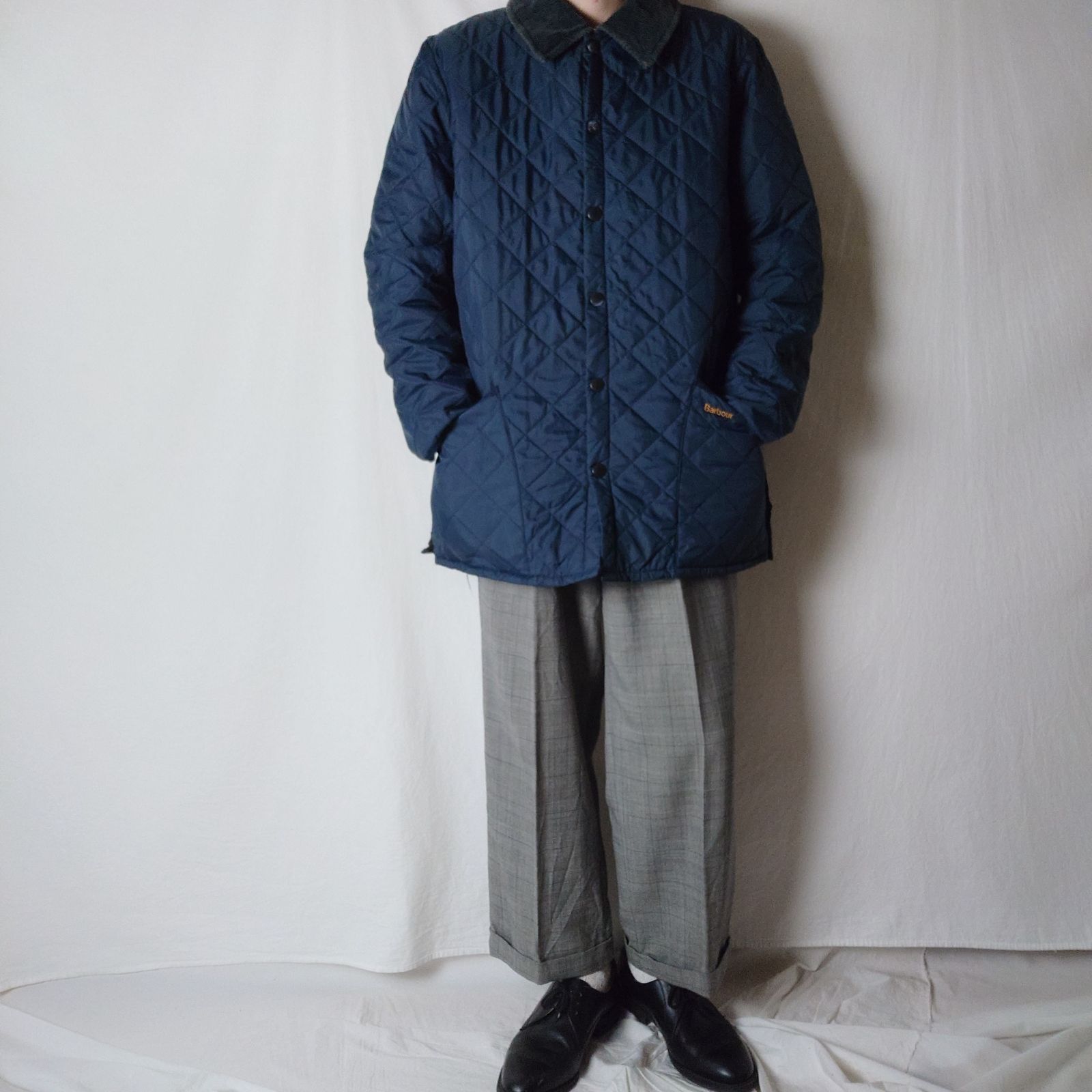 UK古着】BARBOUR バブアー キルティングジャケット コーデュロイ襟 