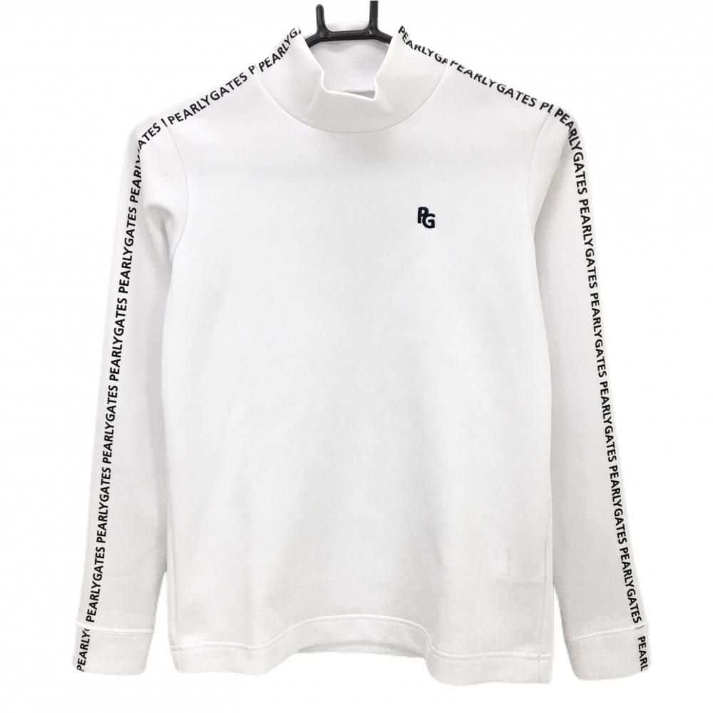 パーリーゲイツ 長袖ハイネックシャツ 白×黒 ロゴライン レディース 0