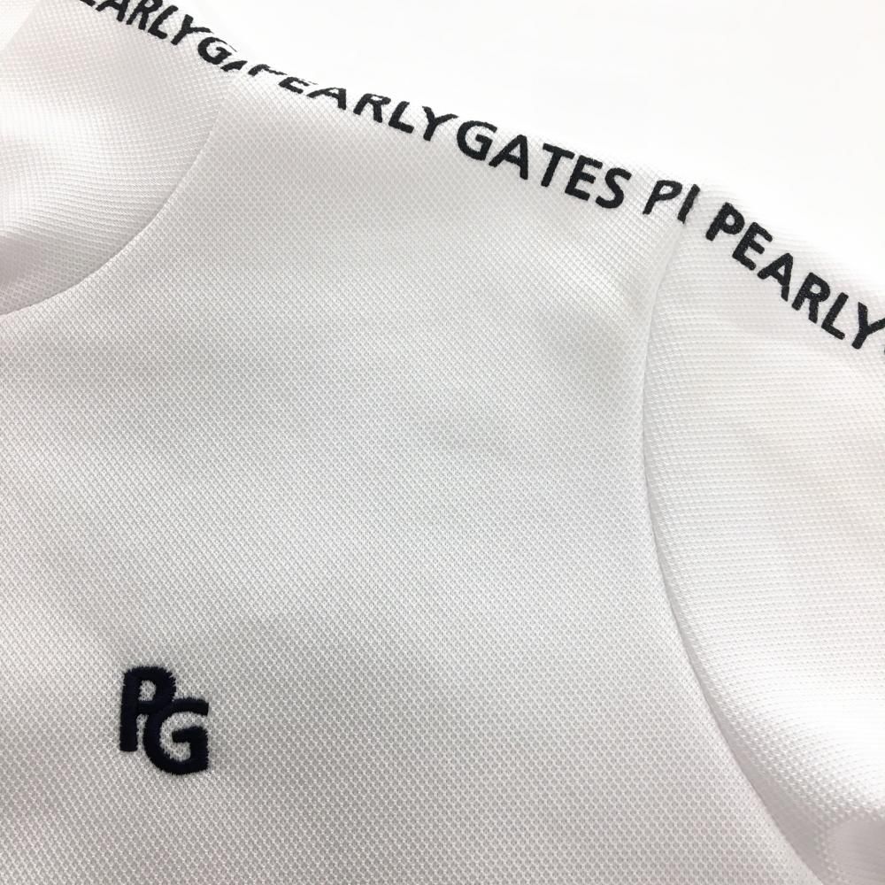 パーリーゲイツ 長袖ハイネックシャツ 白×黒 ロゴライン レディース 0