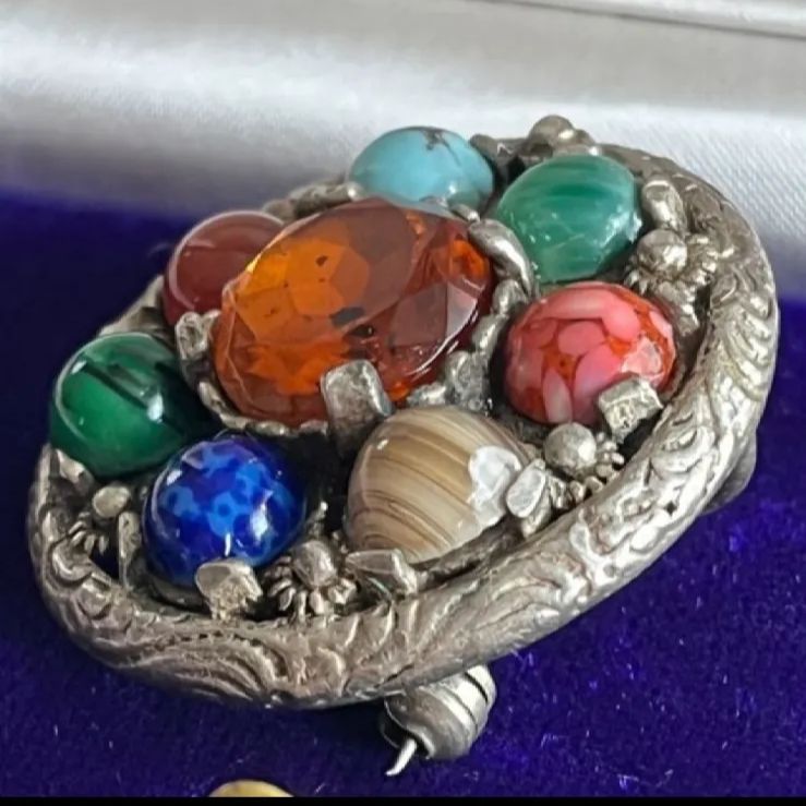 ブローチ】MIRACLE ミラクル社 7つの石 オリエンタル 70'sイギリス