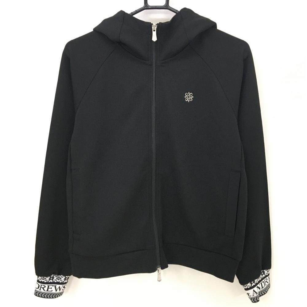 超美品】セントアンドリュース ジップパーカー 黒×白 袖口ロゴ