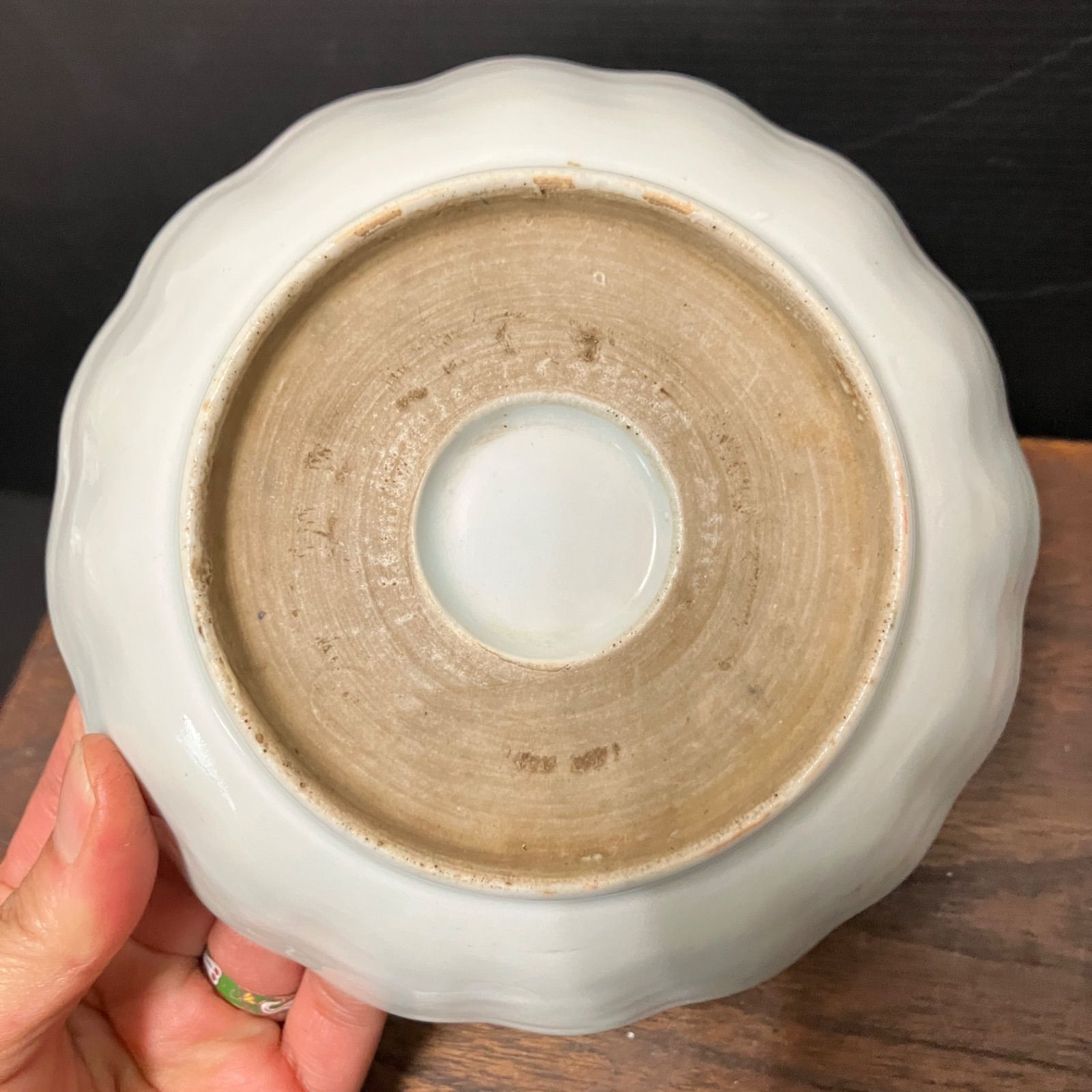 明治期 染付 輪花小鉢 人物山水図 瀬戸美濃 民窯 古道具 向付 |雑貨屋