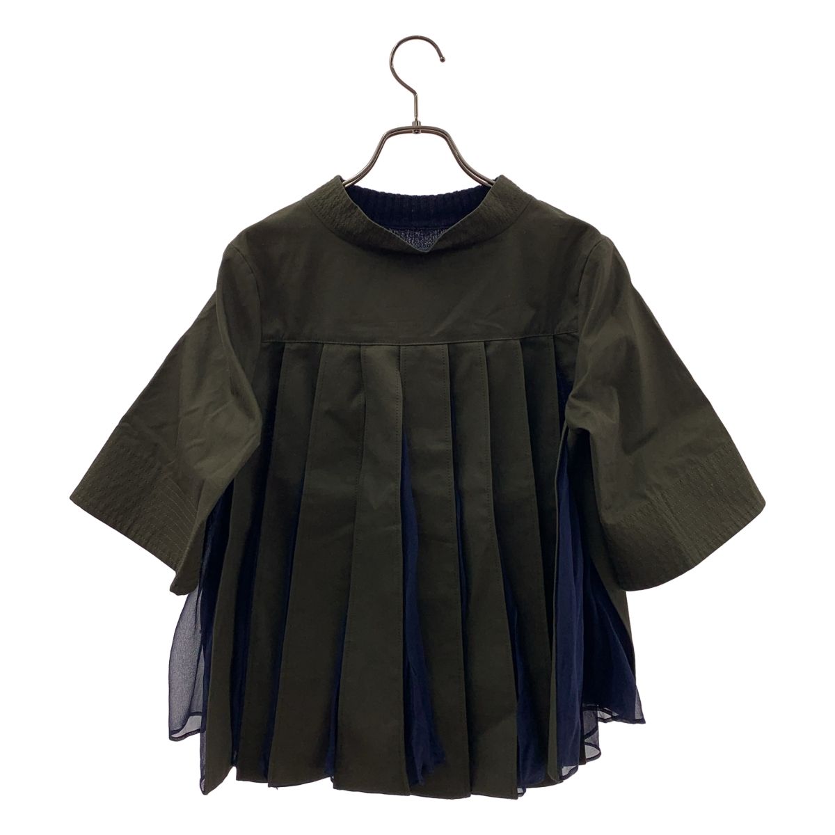sacai / サカイ | コットン ウール 切替 バックギャザー ニットブラウス | 1 | ネイビー/カーキ | レディース 楽天市場】sacai / サカイ | コットン ウール 切替 バックギャザー