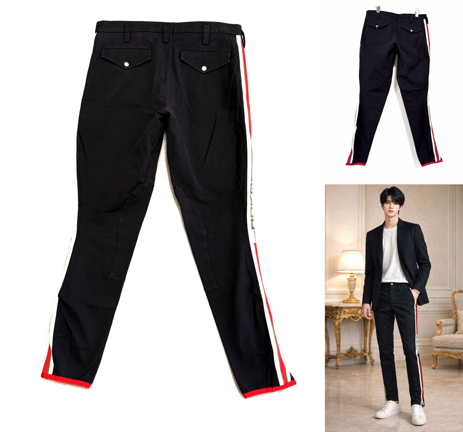 国内正規 GUCCI グッチ ストライプ ギャバジン ストレッチ パンツ