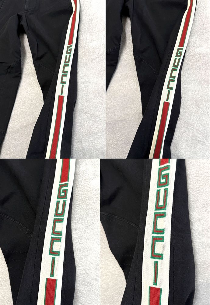 GUCCI サイドストライプ ブラックパンツ 48 GUCCI ブラック スラックス サイドストライプ
