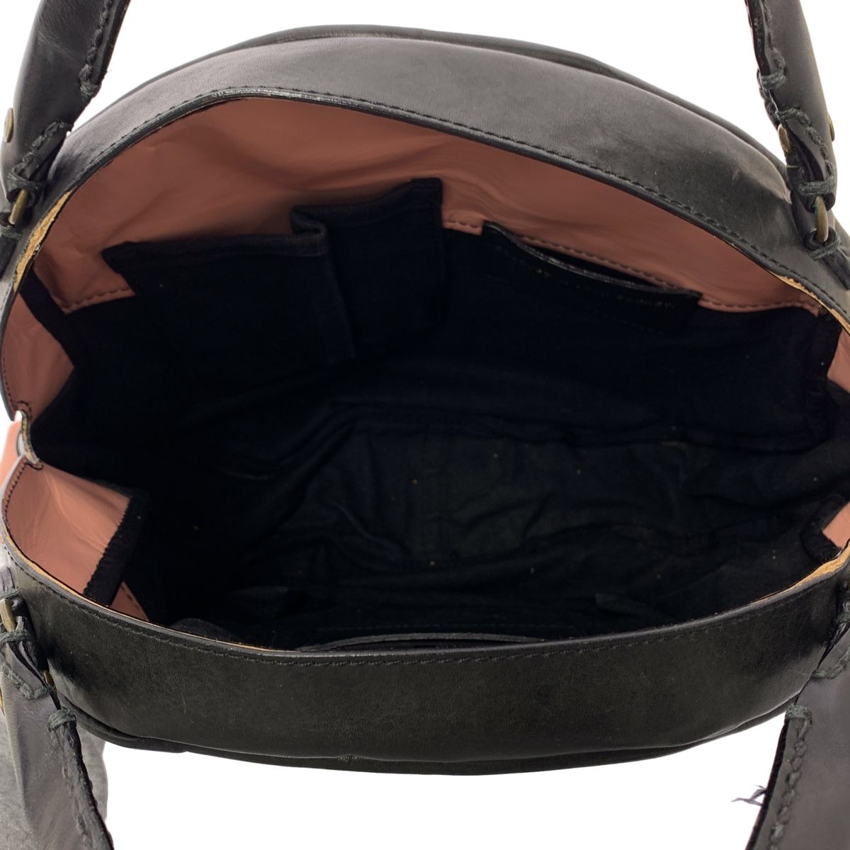 美品】 ebagos / エバゴス | ガレット レザー ラウンド型 ハンドバッグ  