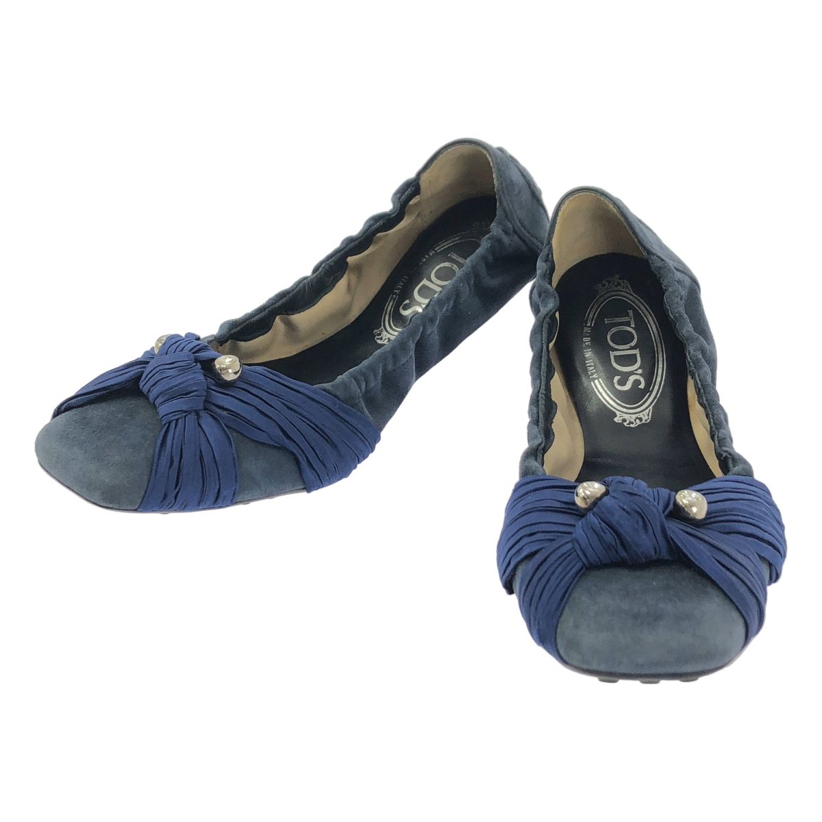 TOD'S レディース スエード レザー バレエシューズ TOD'S / トッズ | スエード レザー ビジュー装飾 リボン ワンポイント