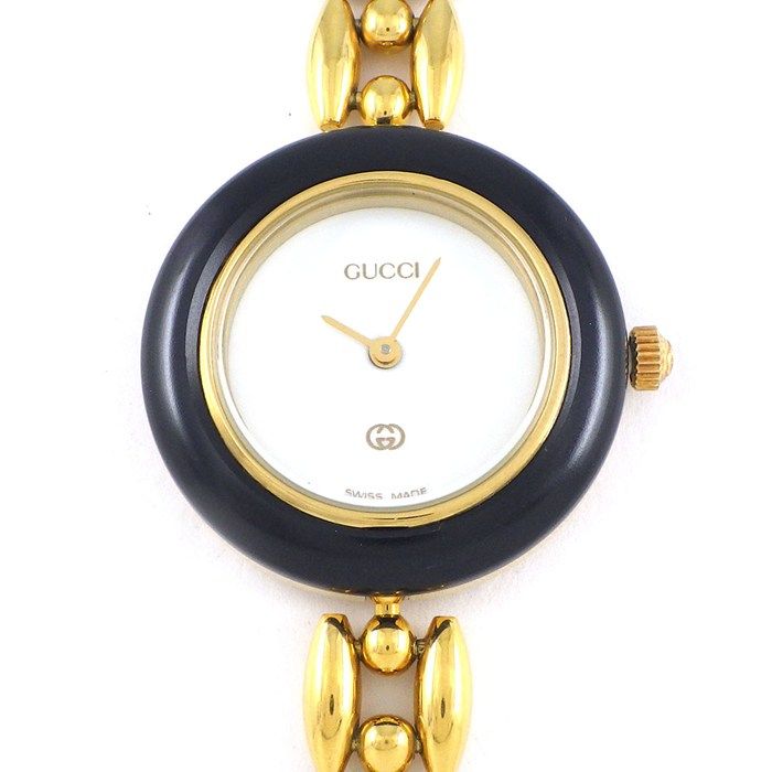 グッチ GUCCI 腕時計 チェンジベゼル 1100-L マルチカラーベゼル 全6色付属 ホワイト文字盤 GP クオーツアナログ 【中古】 グッチ GUCCI 腕時計 チェンジベゼル 1100-L マルチカラーベゼル 全6色