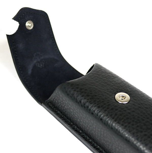 クロムハーツ レザー スクロールラベル ブラック メガネケース クロム