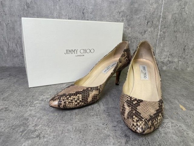 ジミーチュウ　パンプス 中古】JIMMY CHOO ｼﾞﾐｰﾁｭｳ ﾊﾟﾝﾌﾟｽ ﾊﾟｲｿﾝ ｽﾈｰｸ ﾚｻﾞｰ 123IRENA ﾚｻﾞｰ