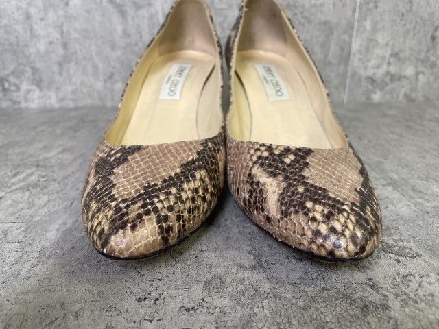 中古】JIMMY CHOO ｼﾞﾐｰﾁｭｳ ﾊﾟﾝﾌﾟｽ ﾊﾟｲｿﾝ ｽﾈｰｸ ﾚｻﾞｰ 123IRENA ﾚｻﾞｰ