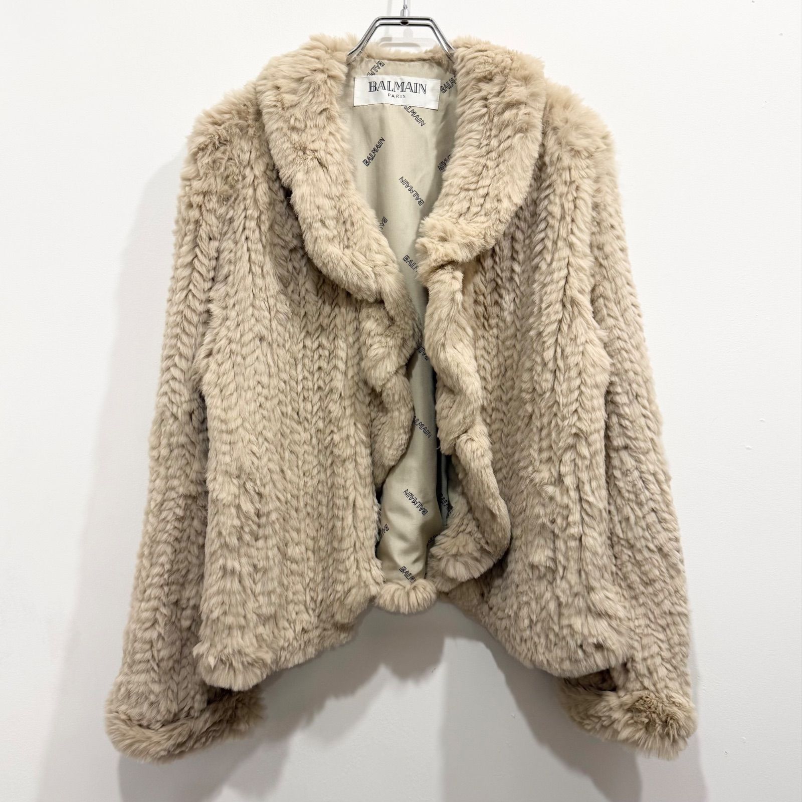 BALMAIN PARIS スペイン産ラビットファー ジャケット 毛皮 裏地シルク
