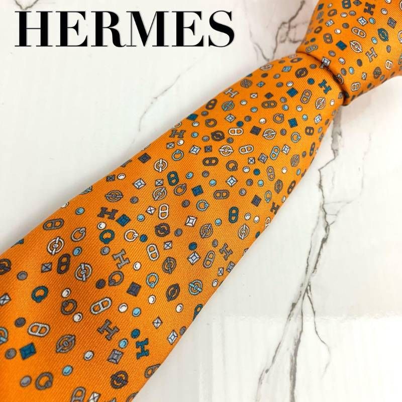 美品 HERMES エルメス ネクタイ カンカイユリ モチーフ