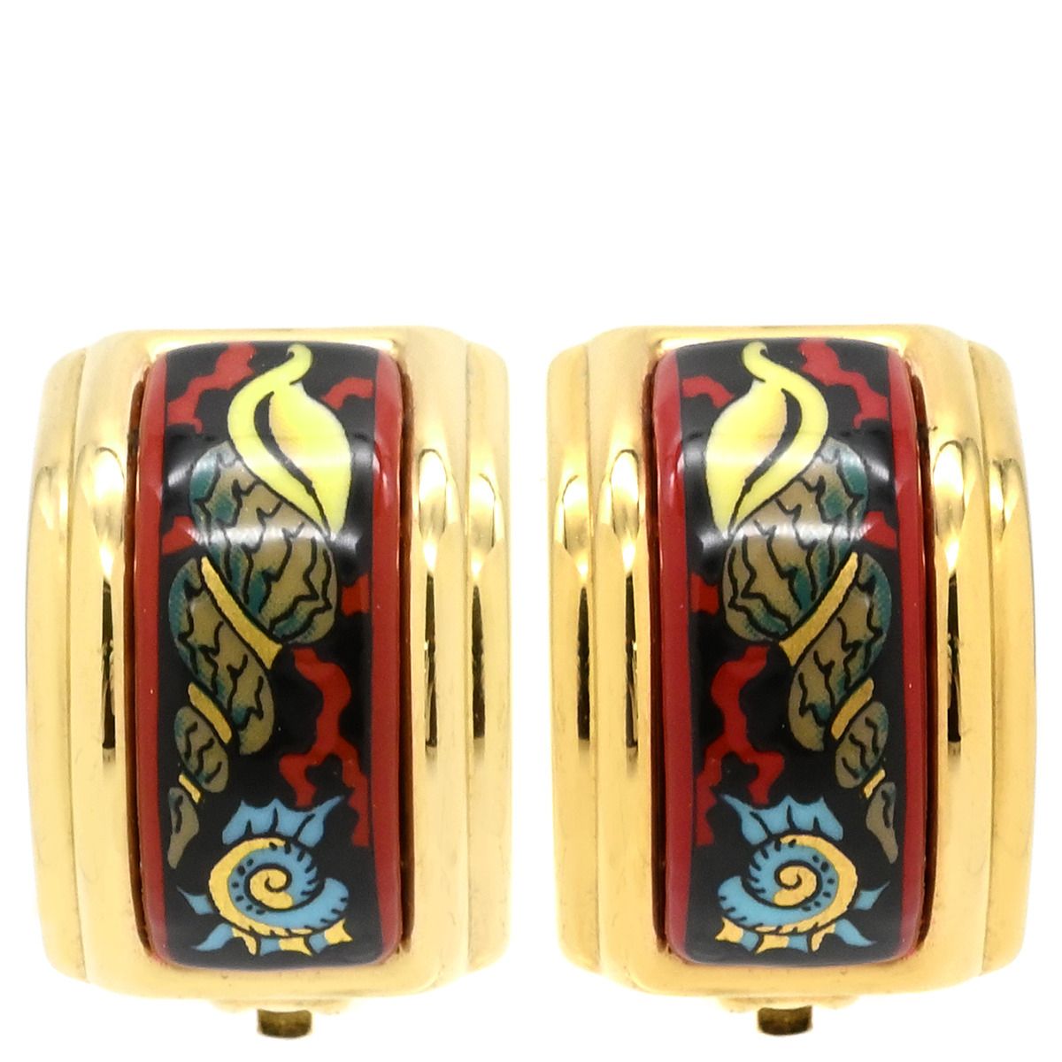 エルメス HERMES イヤリング エマイユ GP 七宝焼き レッドXマルチ