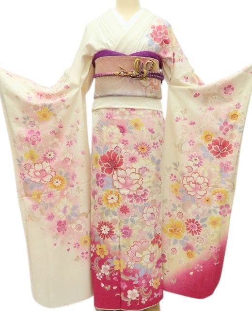 百華❀Y4425◇美品 金糸刺繡 手縫い仕立て 成人式 トールサイズ 正絹