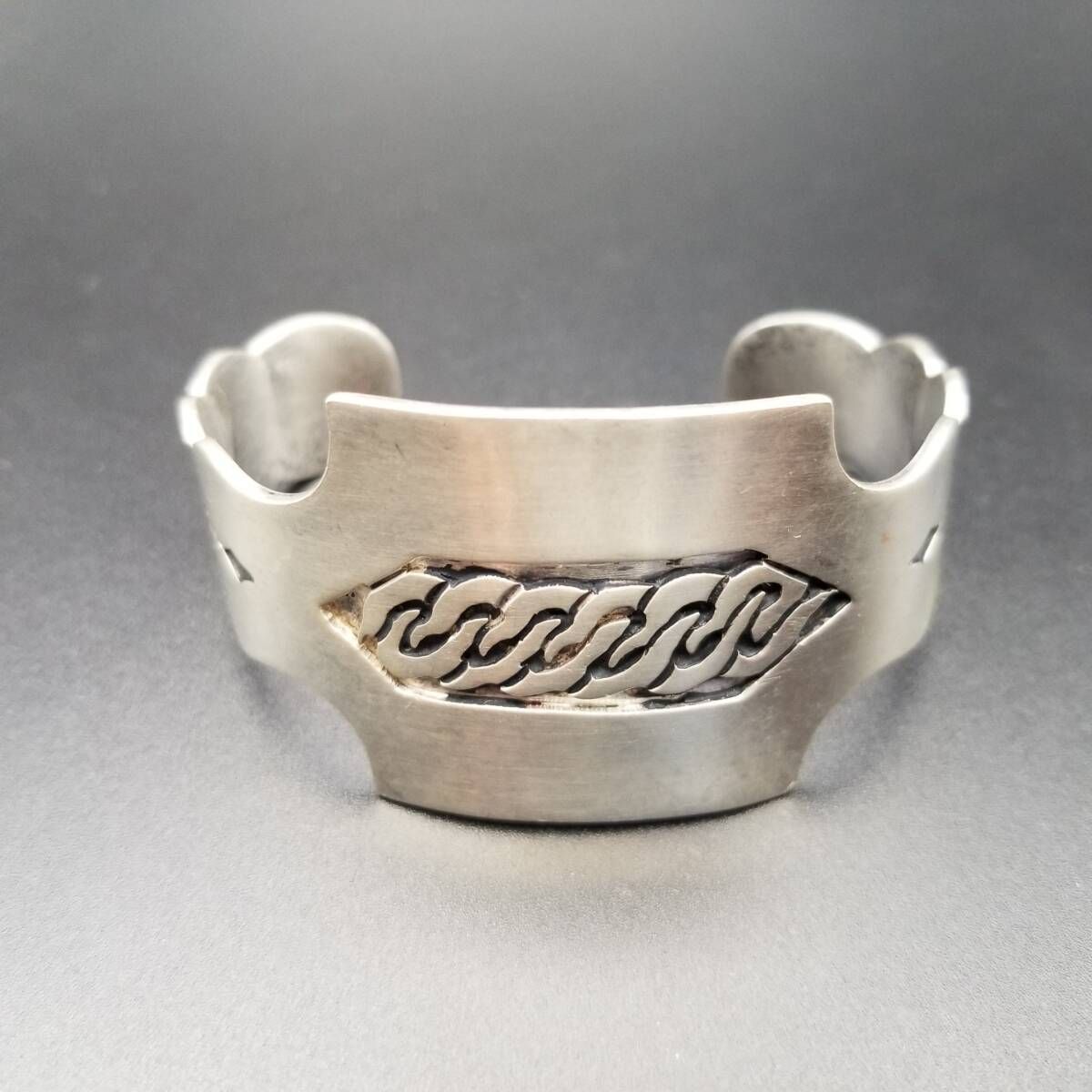 シルバー925 カフスデザイン ブレスレット ★ APB メキシコ 925 シルバー チェーンデザイン 彫刻 極幅広