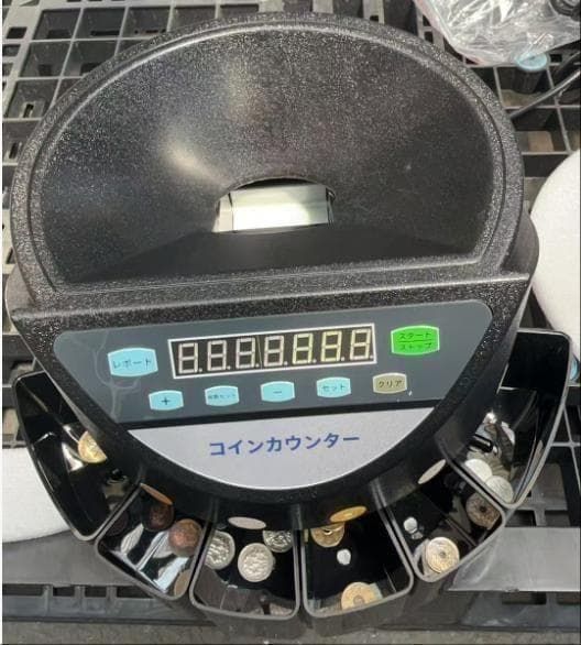 コインカウンター 自動 ポータブル 硬貨 計数機 電動 高速 黒 中古