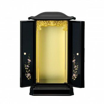 厨子型ミニ仏壇 小 黒 内金 蒔絵 鉄仙