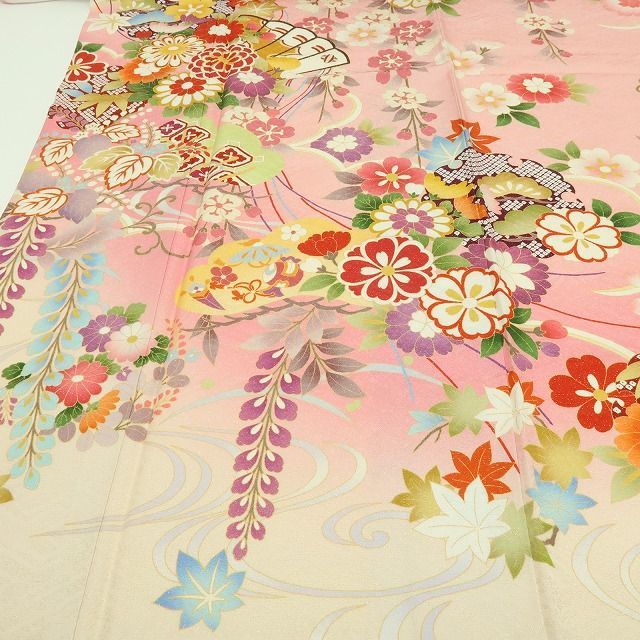 百華❀Y4426◇美品 金駒刺繡 銀通し 手縫い仕立て 成人式 トールサイズ