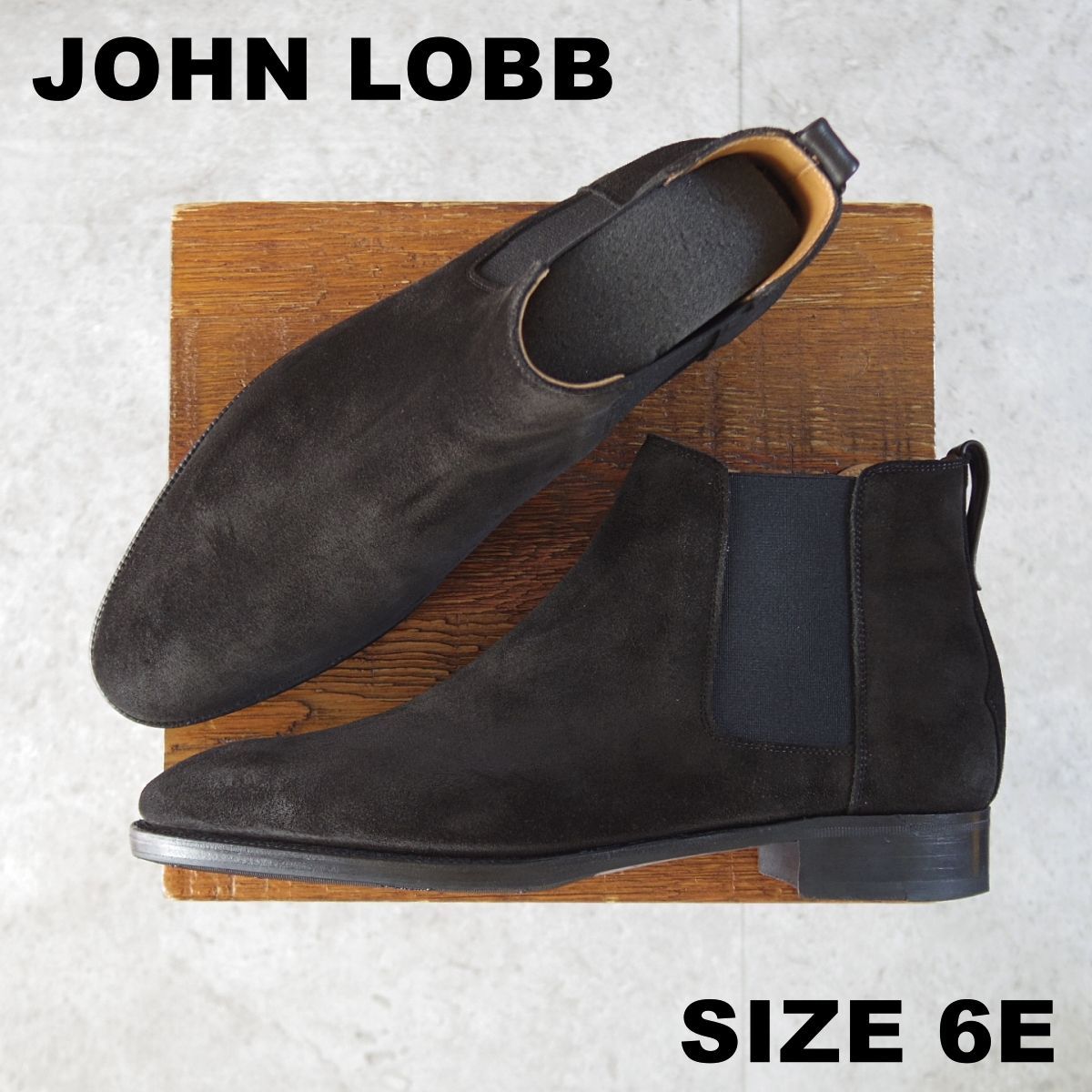 ※売り切り値下げJohn Lobb 90s 6E プレートトゥ　ブラック 美品☆ジョンロブ 6E【定価￥324,500-☆ショート丈のジョッパーブーツ