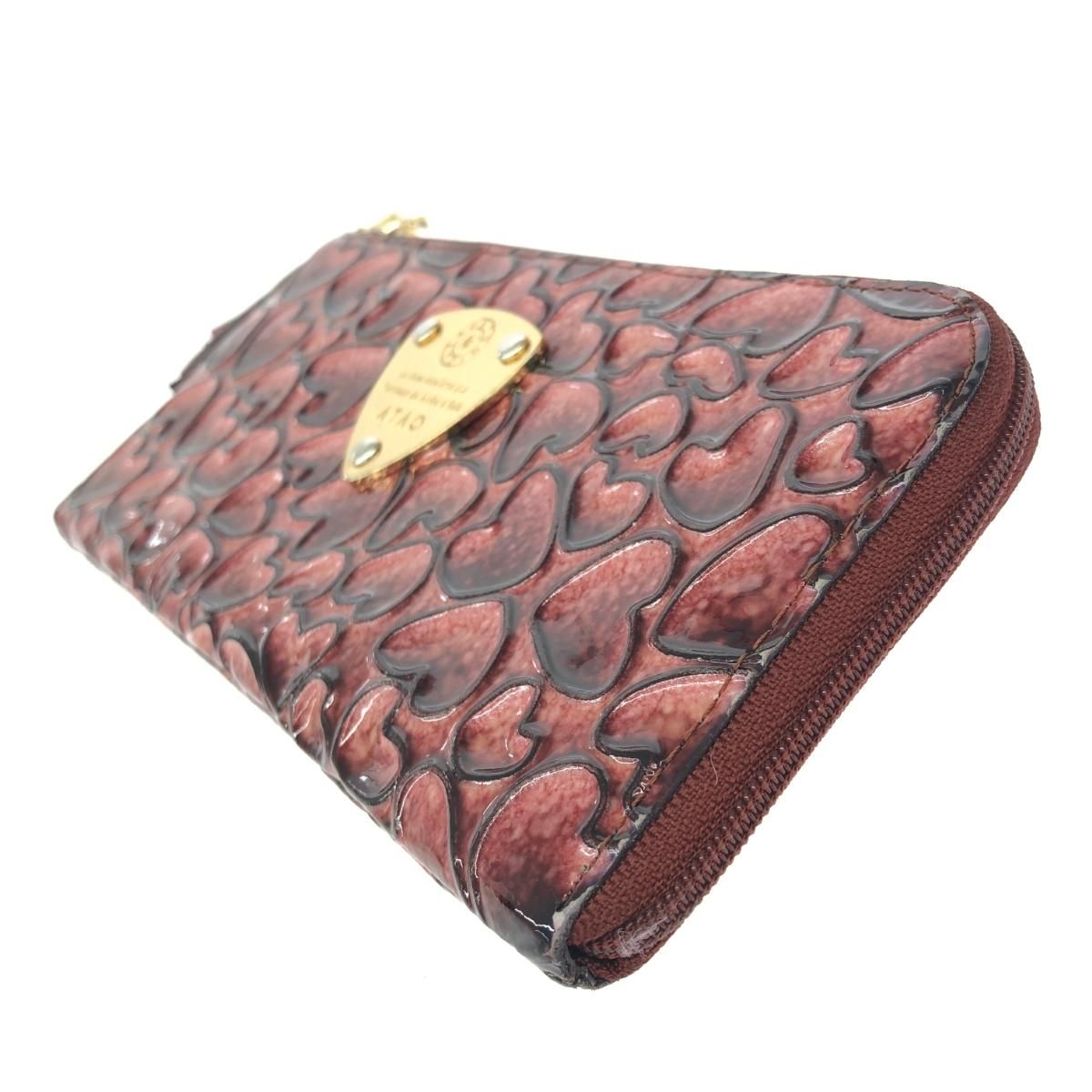 ATAO アタオ リモハッピーヴィトロ 長財布 エナメル/ハート柄 ボルドー