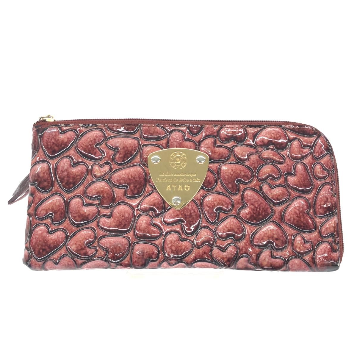 ATAO ハート柄 長財布 ATAO アタオ リモハッピーヴィトロ 長財布 エナメル/ハート柄 ボルドー