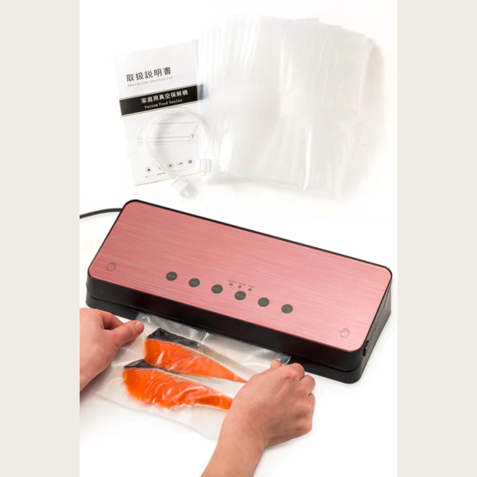 2623 家庭用 真空パック機 ピンク 全3カラー 自動ワンタッチ 6in1 吸引