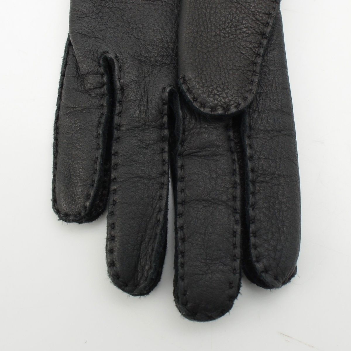 エルメス レザー シルク H金具 グローブ 手袋 ブラック 6 1/2【中古