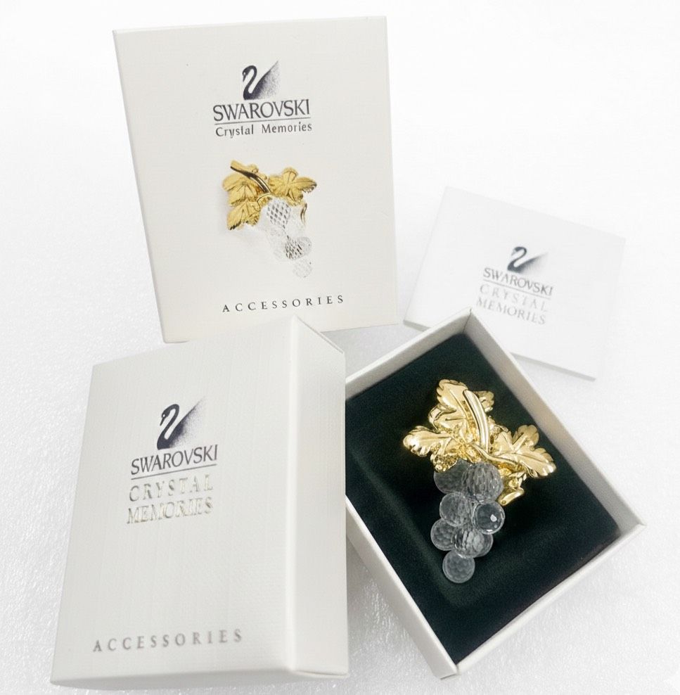 未使用】Swarovski スワロフスキー ブローチ ぶどう 葡萄 クリスタル