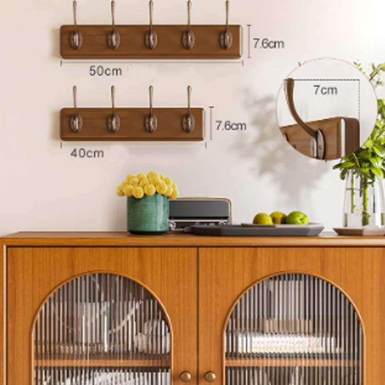 壁掛けフック ウォールハンガー 木製 ウォールフック 4連 5連