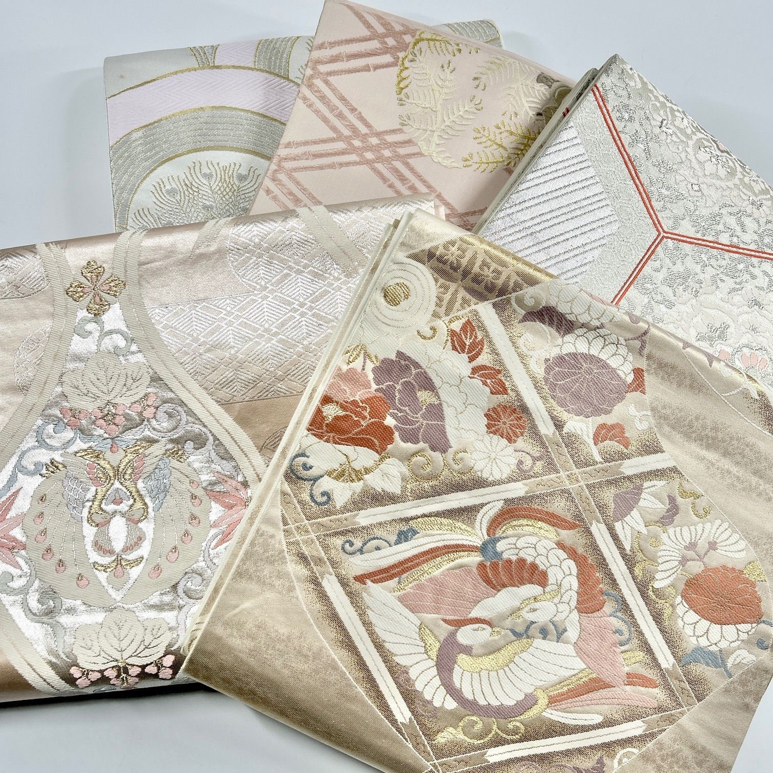 袋帯 5本 正絹 帯まとめ売り 同梱購入歓迎 リメイク用 着付け練習用