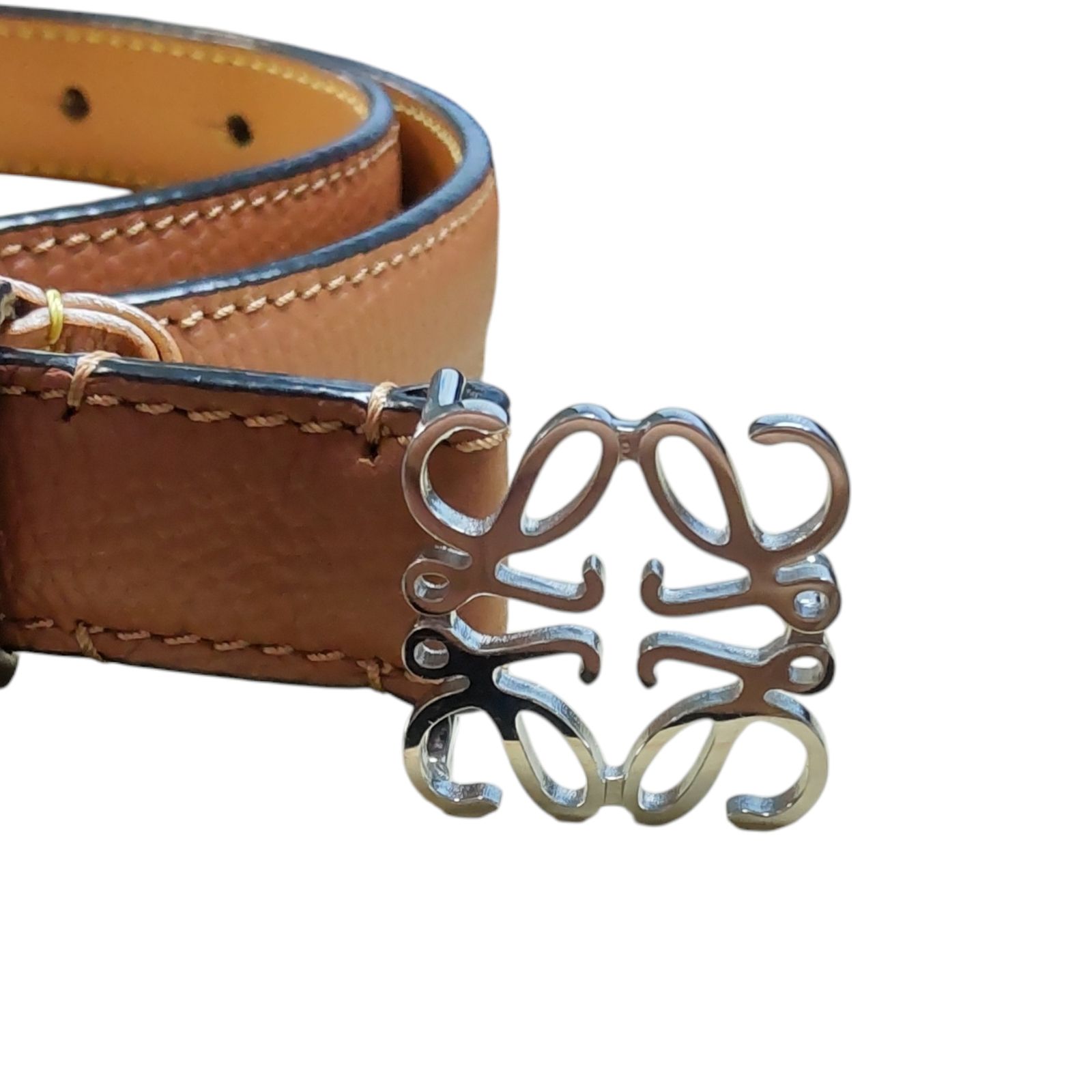 ロエベ　ブラウンレザーベルト ロエベ LOEWE ベルト アナグラムベルト リバーシブル ブラウン メンズ