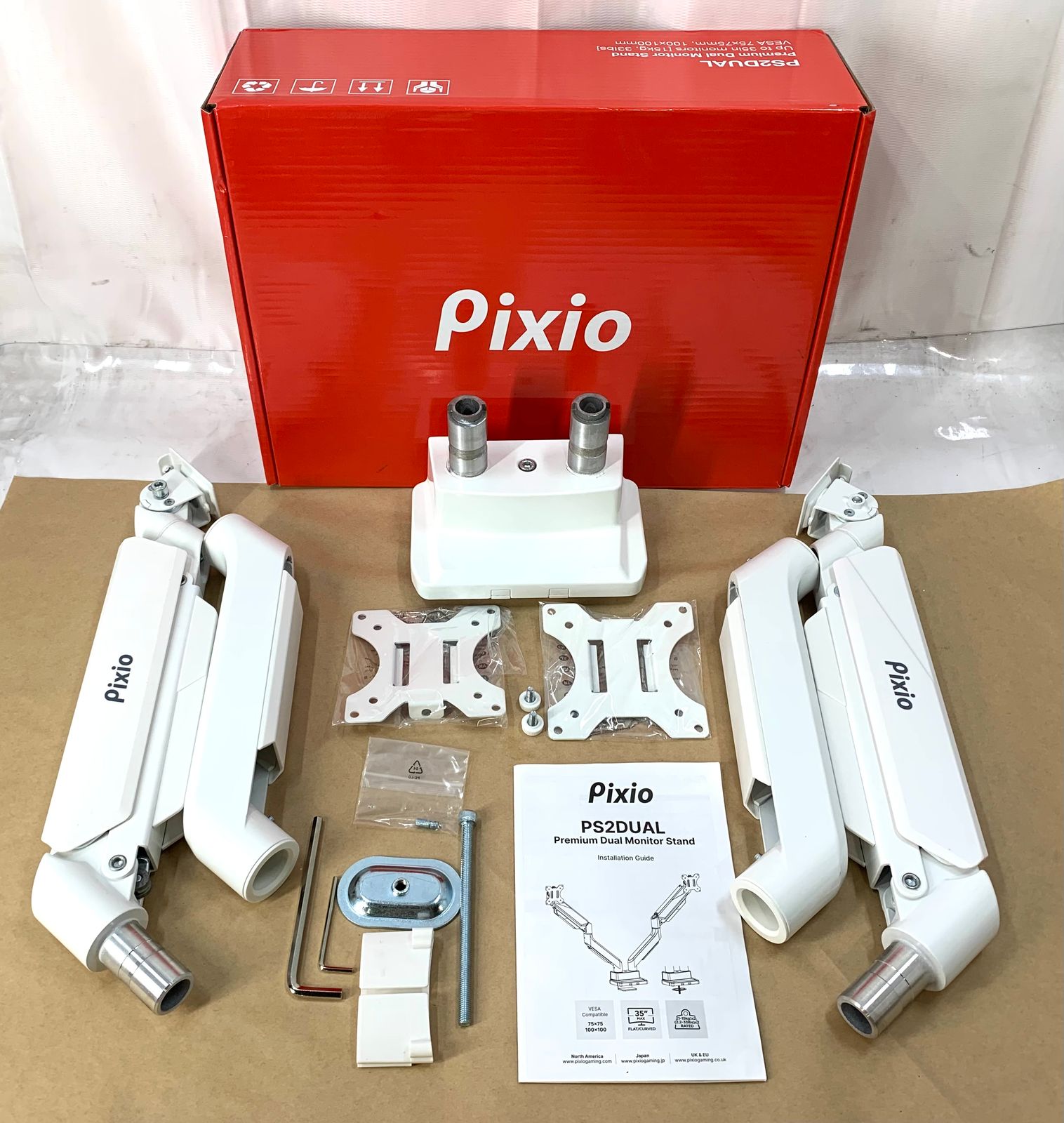 美品】 Pixio PS2D White デュアルモニターアーム - メルカリ