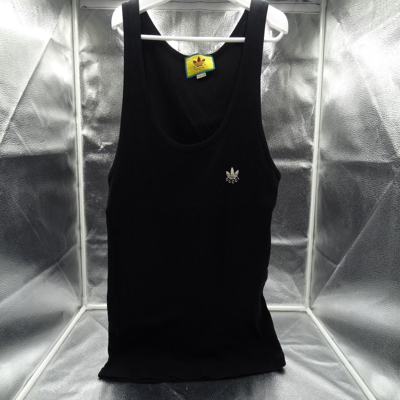GUCCI ノースリーブトップス GUCCI グッチ×アディダス タンクトップ リブ ノースリーブ ロゴ刺繍