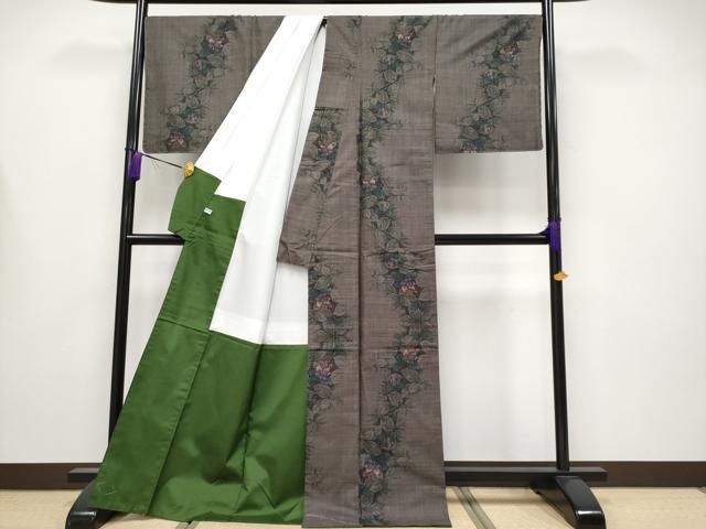 平和屋着物●極上　本場大島紬　9マルキ　枝花文　逸品　未使用　CYAA4213s6 平和屋着物○極上 本場大島紬 9マルキ 枝花文 逸品 未使用 CYAA4213s6