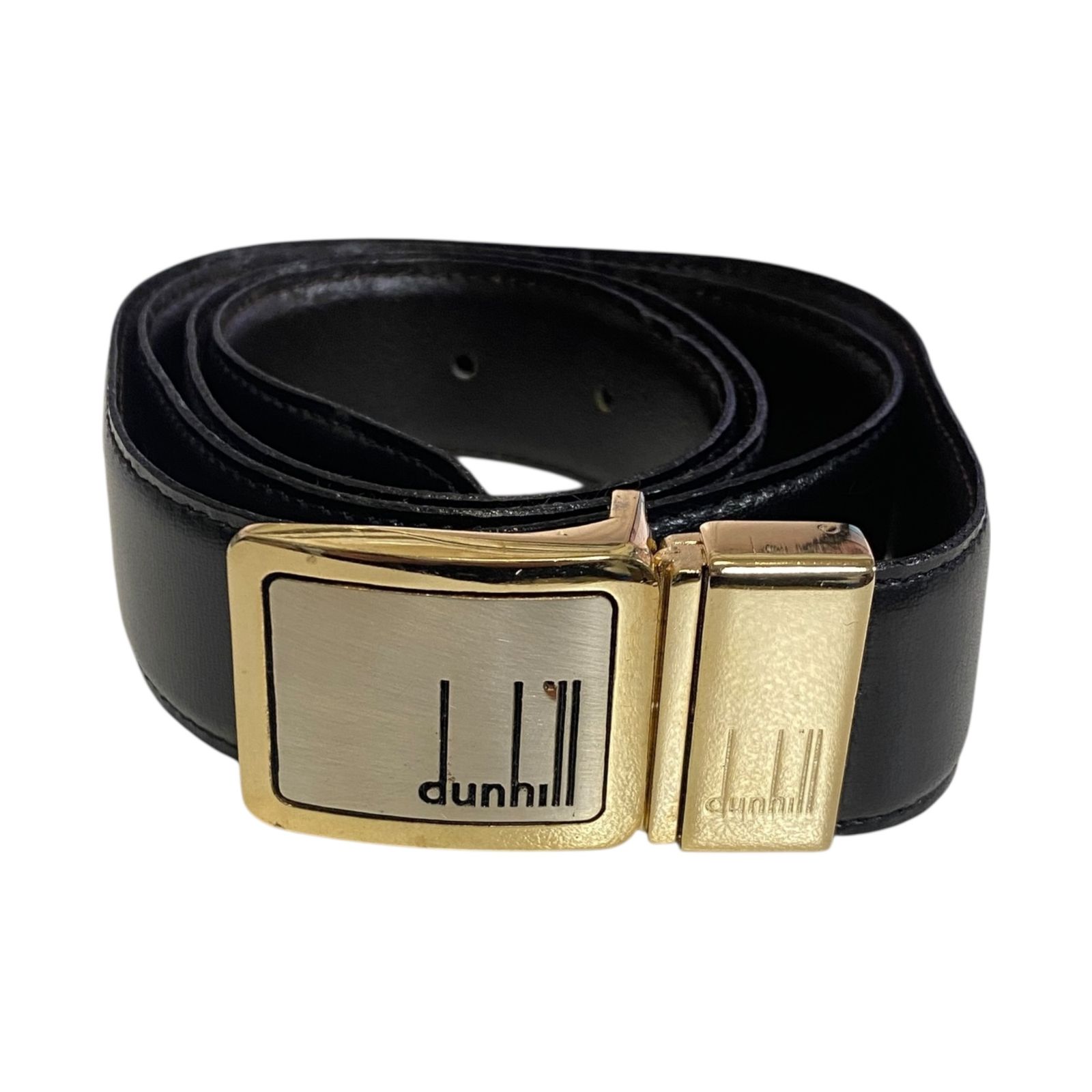 新品 ダンヒル dunhill 黒 レザーベルト クロコダイル風 中古品】dunhill ダンヒル ベルト 革 レザー ブラック 黒 メンズ