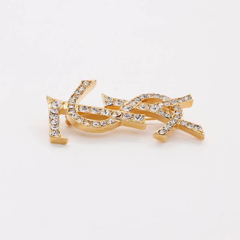 YVES SAINT LAURENT イヴ・サンローラン ブローチ YSLロゴ ライン