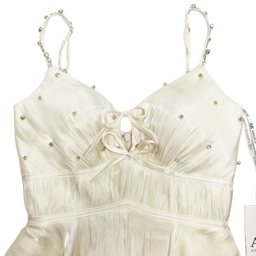 AngelR エンジェルアール リボン ビジュー ウエストマークフレアミニドレス AngelR / エンジェルアール】リボン ビジュー ウエストマーク