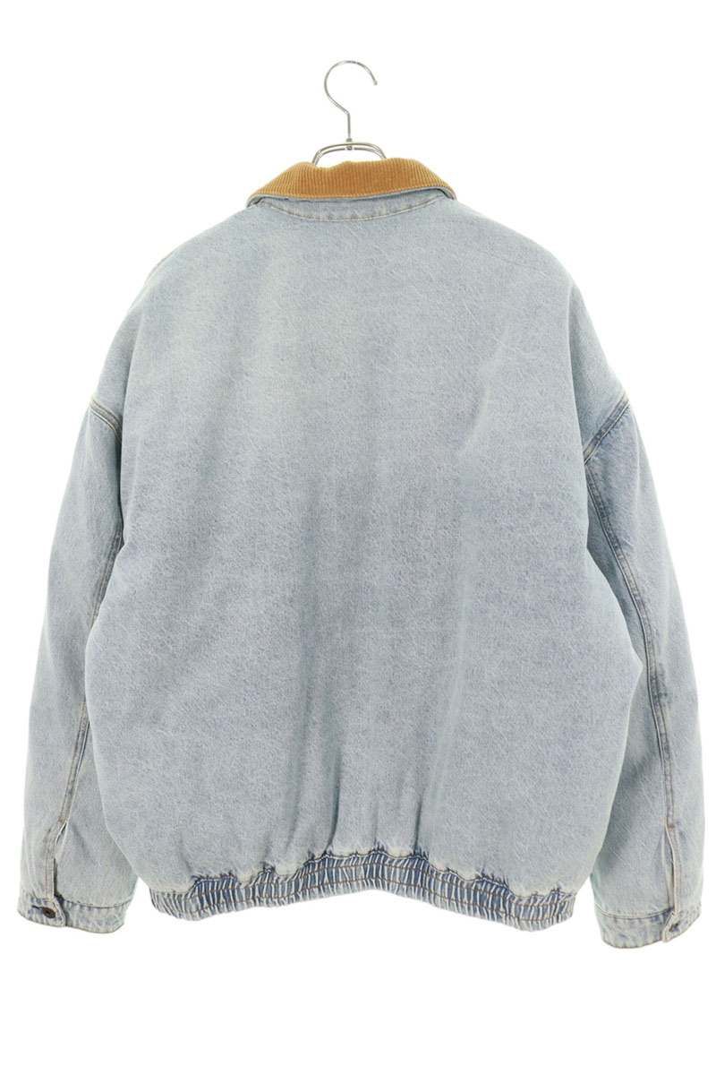 ミュウミュウ GWB221 ユーズド加工ロゴ刺繍中綿デニムブルゾン