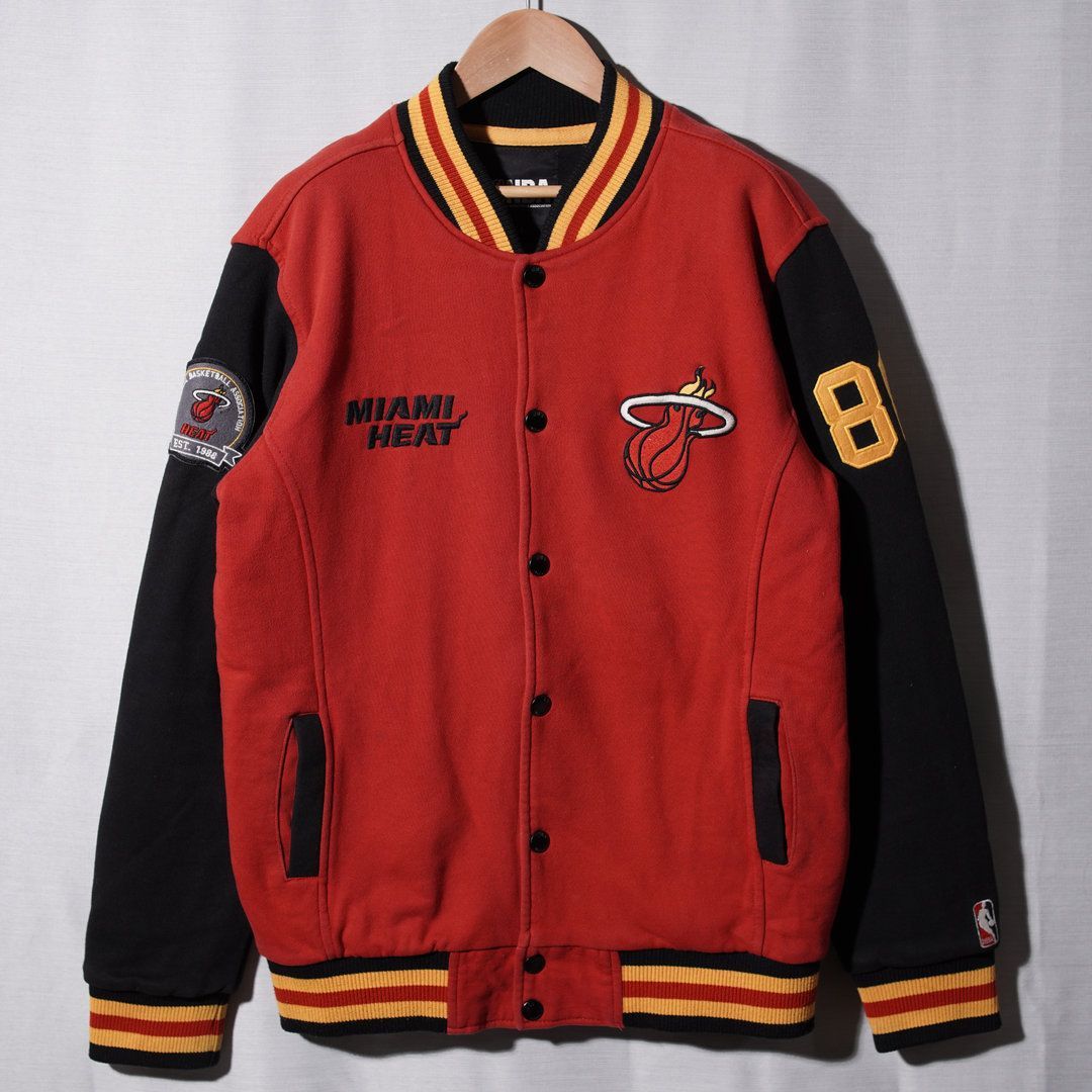 美品 NBA マイアミヒート スタジャン L レッド ブラック 刺繍 Miami