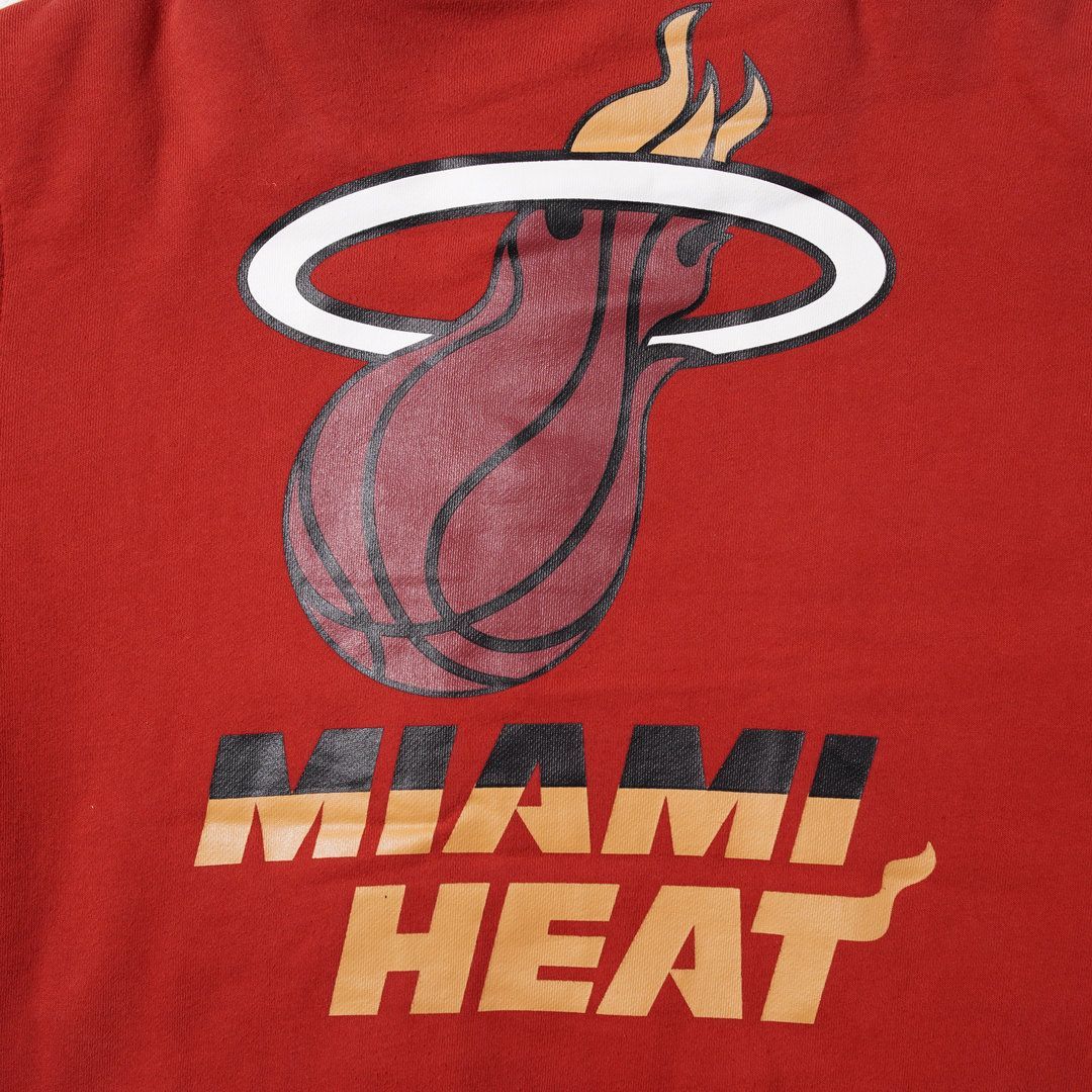 美品 NBA マイアミヒート スタジャン L レッド ブラック 刺繍 Miami 
