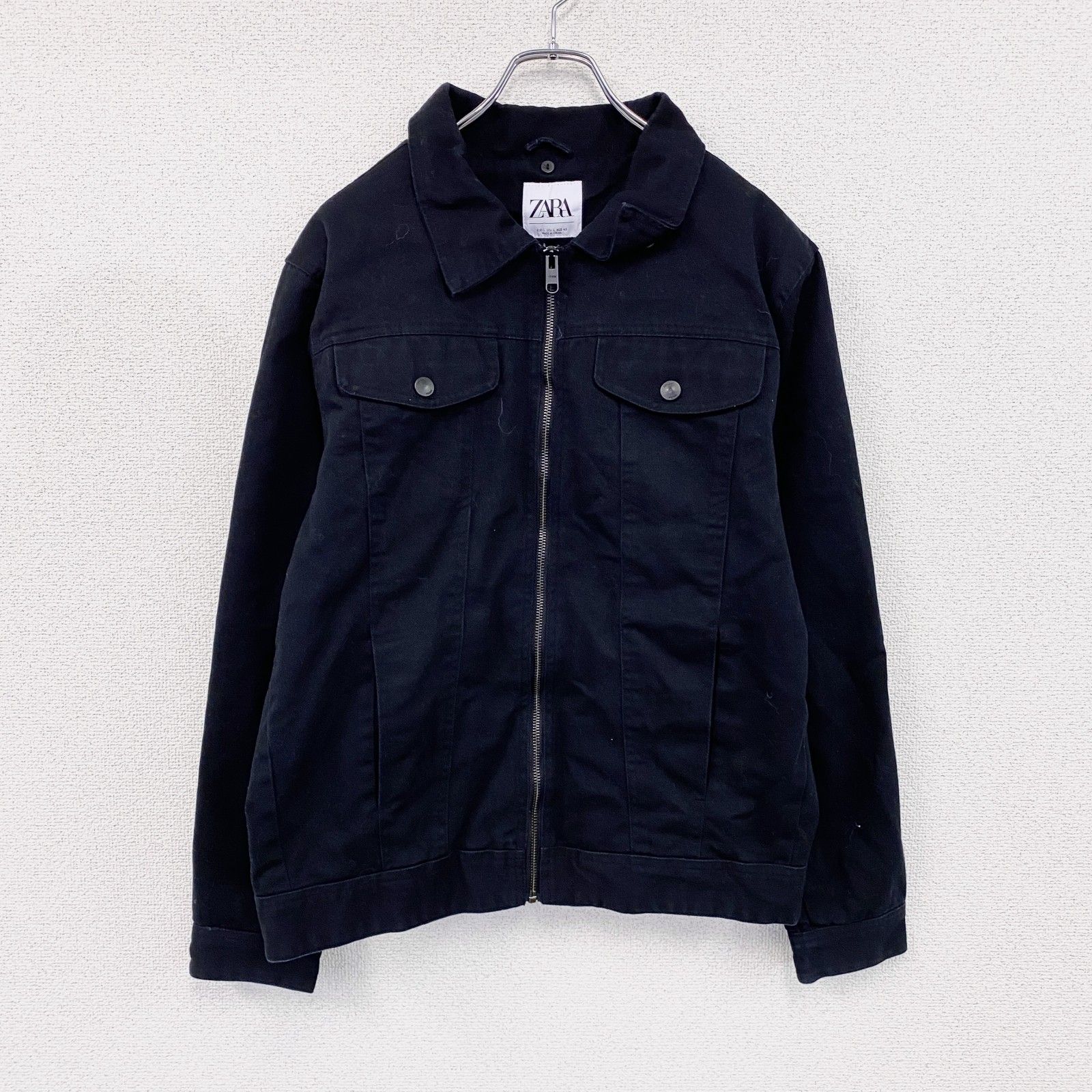 古着 used ZARA ザラ デニムジャケット/Gジャン 黒 ブラック Lサイズ 