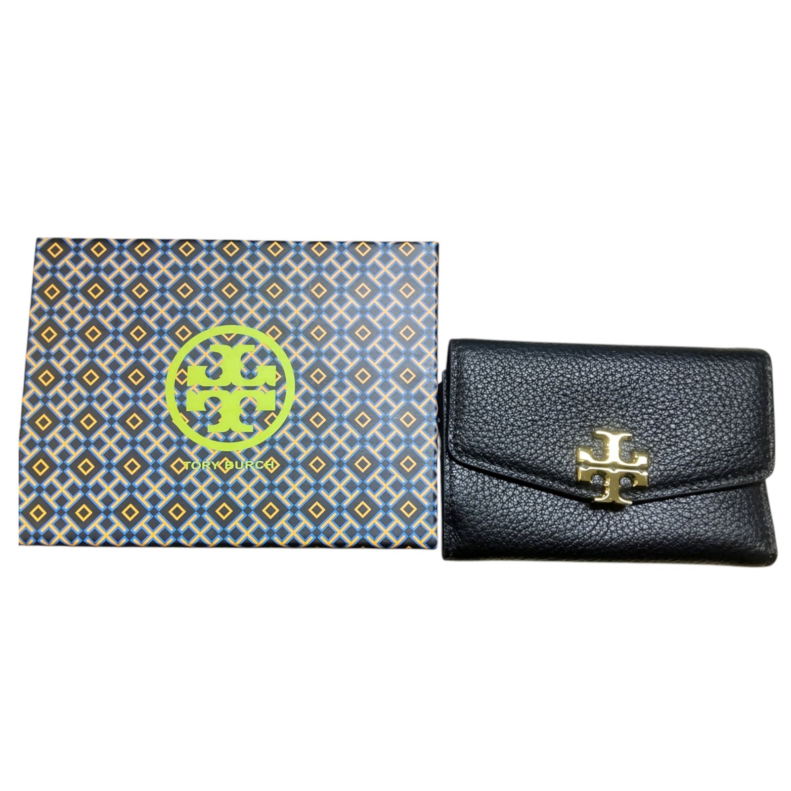 トリーバーチ 新品★箱付★発送無料 三つ折り コンパクトミニウオレットブラック 未使用】TORY BURCH トリーバーチ 三つ折り コンパクト ミニウオレット