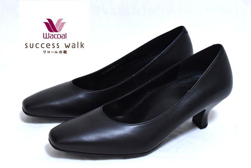 【定価2万3100円】新品 SUCCESS WALK サクセスウォーク パンプス【23.5cm】【24cm】 EE WFN050 スクエア ブラック ワコール 5cm ヒール 通勤