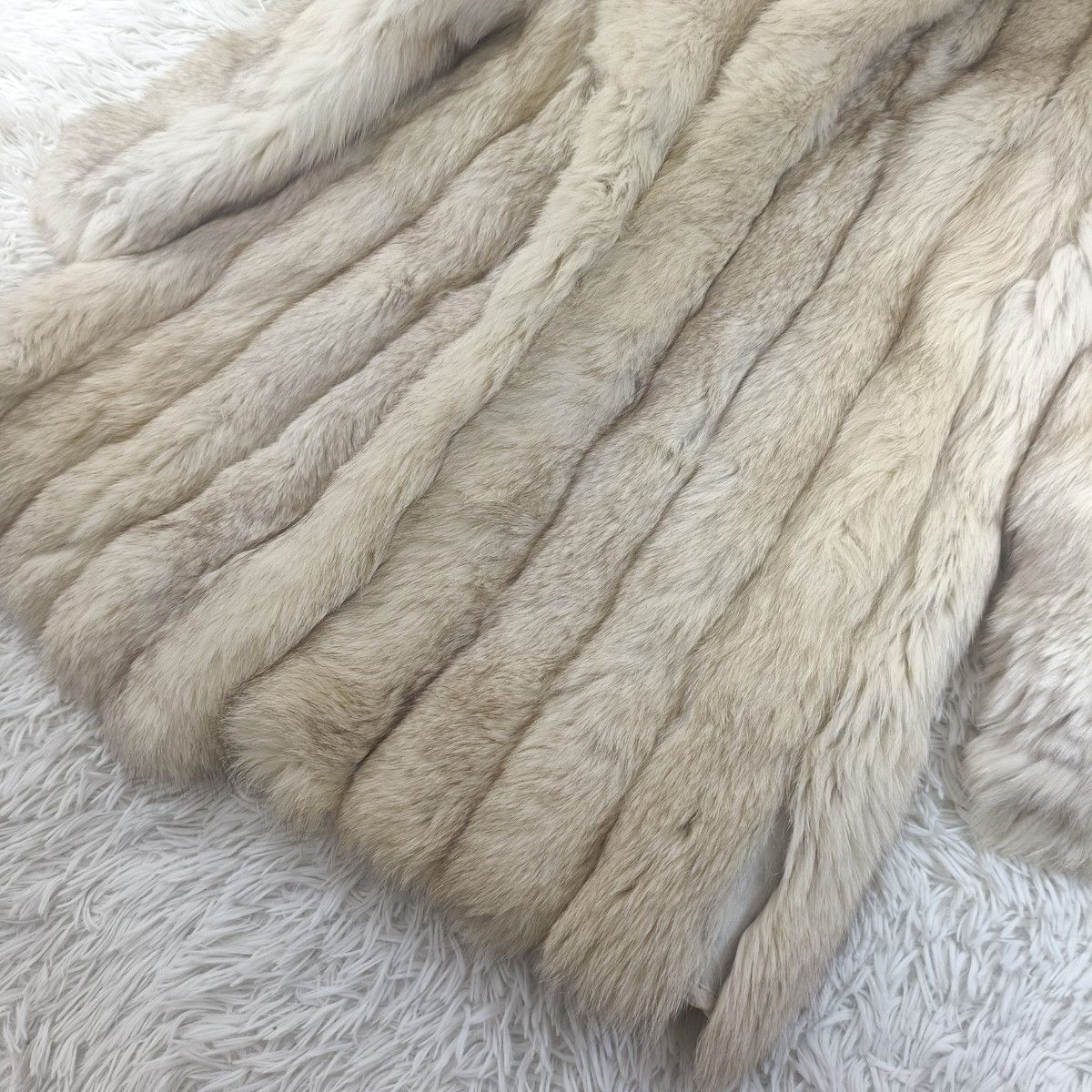 着丈80cm 高級サガフォックス ブルーフォックス リアルファー 貂 本