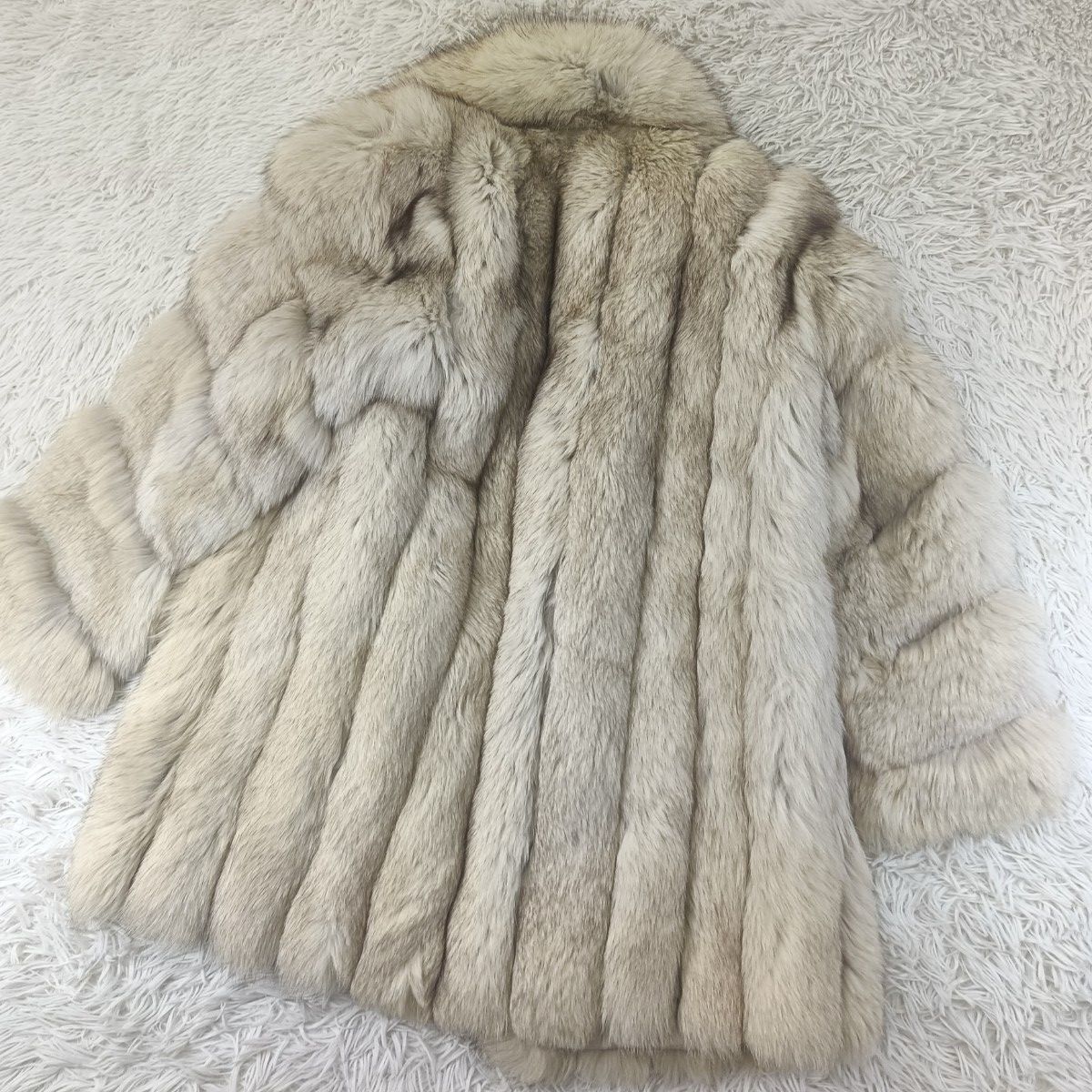 着丈80cm 高級サガフォックス ブルーフォックス リアルファー 貂 本