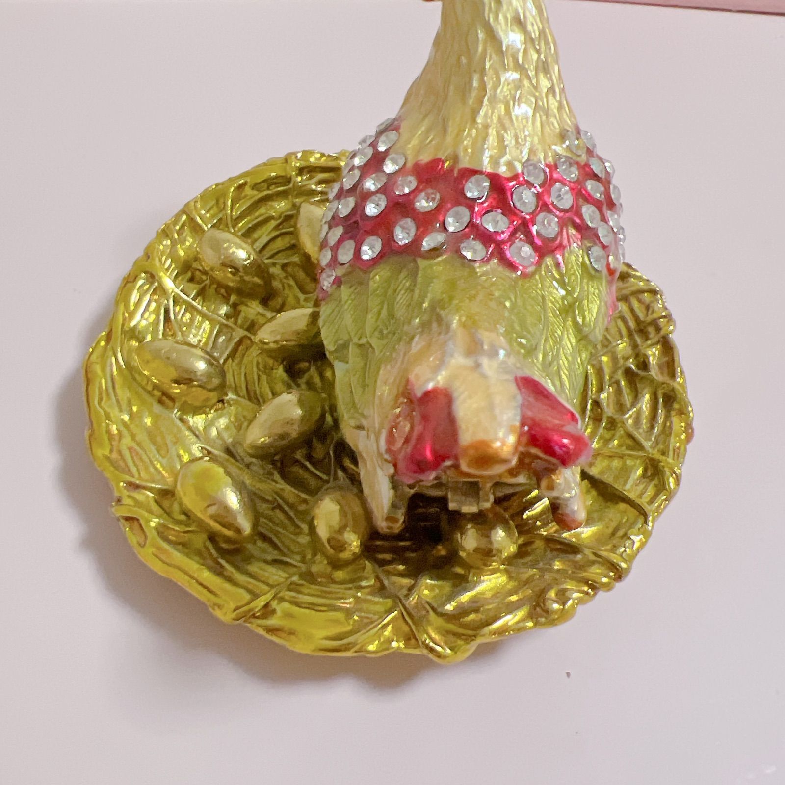 美品】ピィアース ジュエリーボックス ニワトリ 雌鶏 金の卵 縁起物