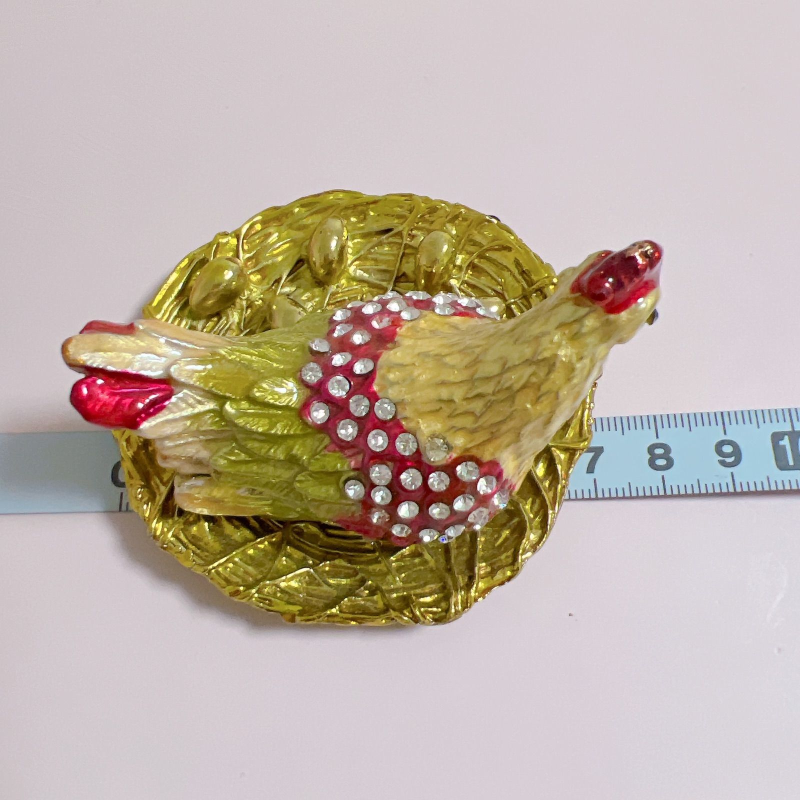 美品】ピィアース ジュエリーボックス ニワトリ 雌鶏 金の卵 縁起物