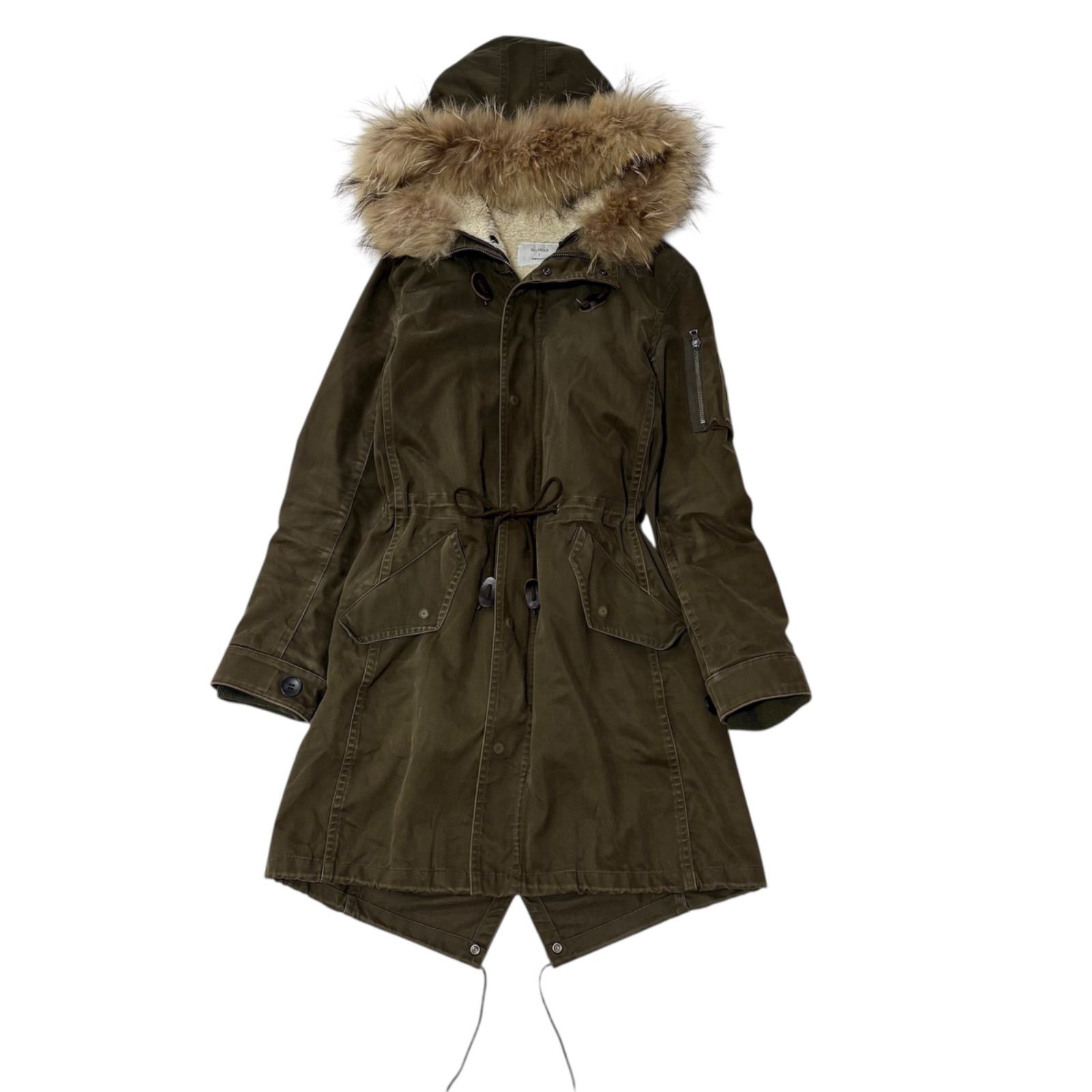 Theory セオリー リアルファー付き モッズコート S カーキ　中綿ライナー 中古・古着通販】theory (セオリー) ライナー付モッズコート グリーン